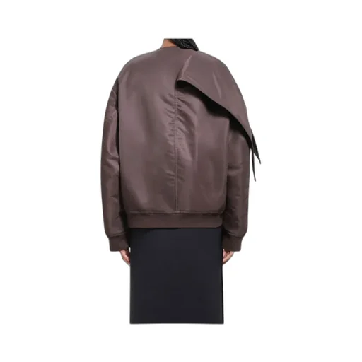 Bow Collar Oversized Bomber Jacket
