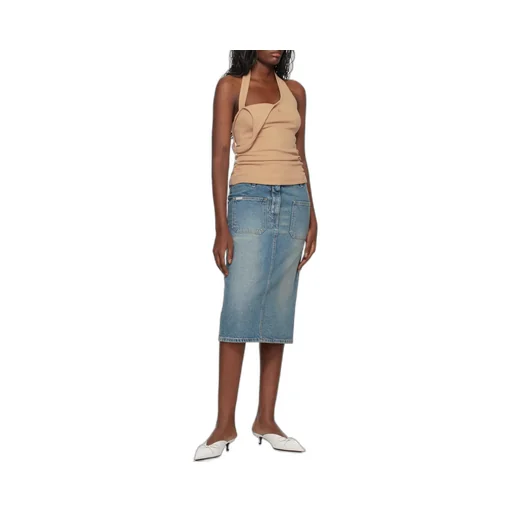 90's Logo Embroidered Asymmetric Ribbed Tank Top
