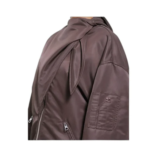 Bow Collar Oversized Bomber Jacket