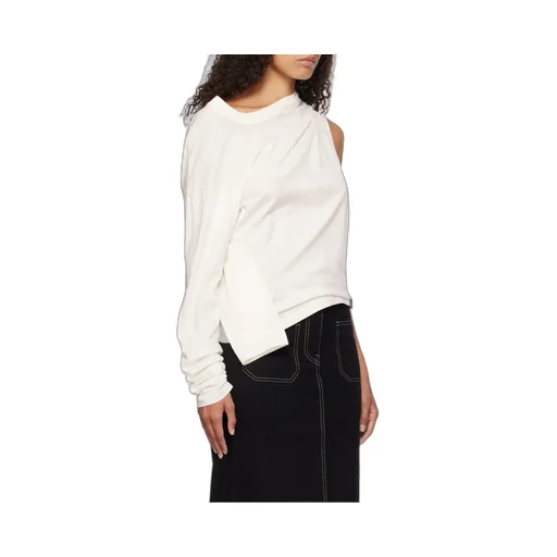 Asymmetric Off-Shoulder Draped T-Shirt