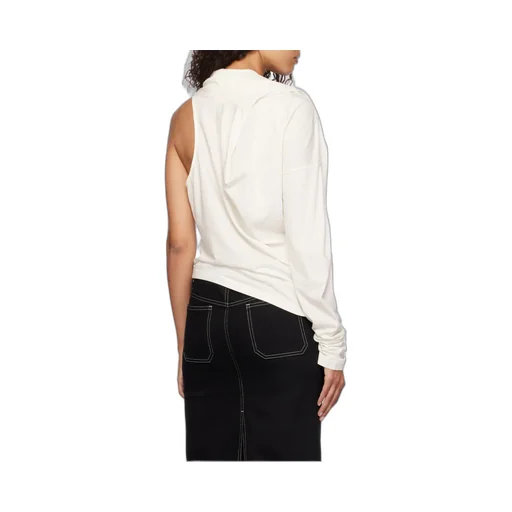 Asymmetric Off-Shoulder Draped T-Shirt