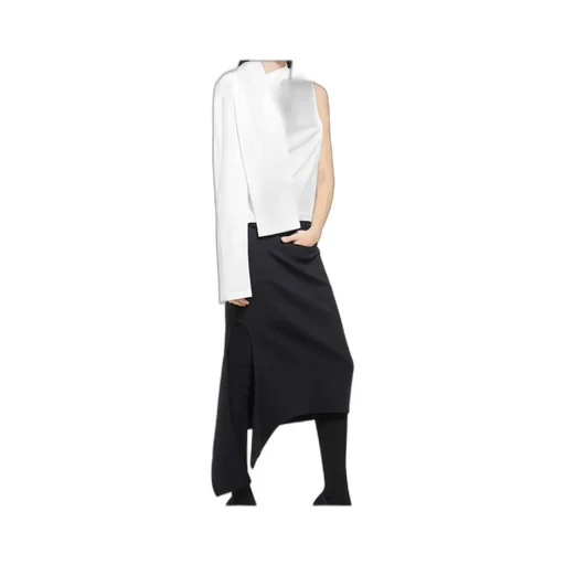 Asymmetric Off-Shoulder Draped T-Shirt