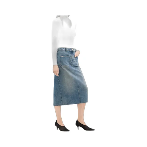 Denim Midi Pencil Skirt