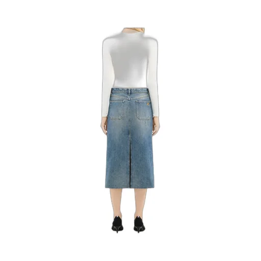 Denim Midi Pencil Skirt
