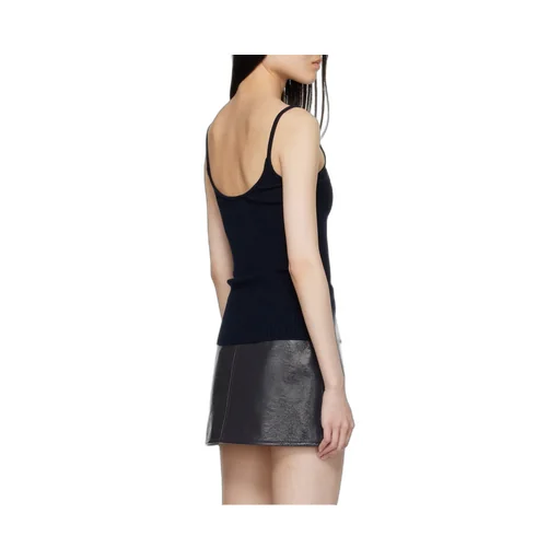 Logo Embroidered Ribbed Sleeveless Top