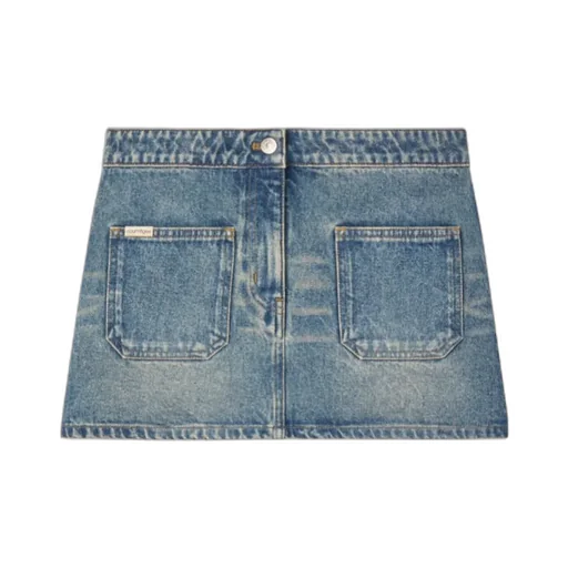 Logo-Embroidered Denim Mini Skirt