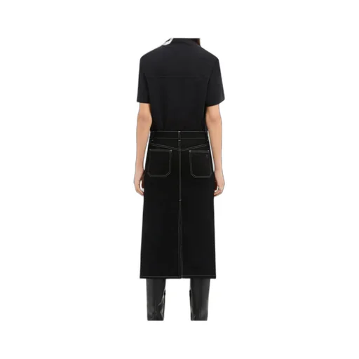 Topstitched Denim Midi Skirt