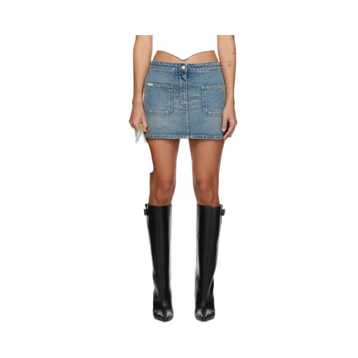 Logo-Embroidered Denim Mini Skirt