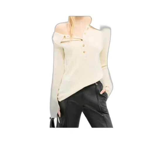 Button-Fastened Knitted Jumper