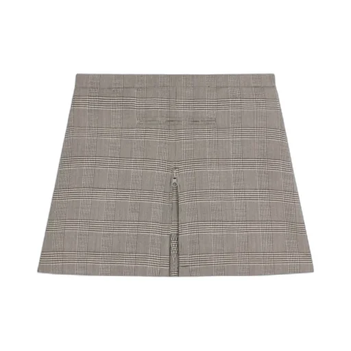 Mid-Rise A-Line Checked Mini Skirt