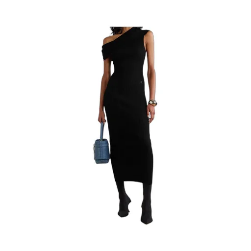 Twist Rib-Knit Long Dress