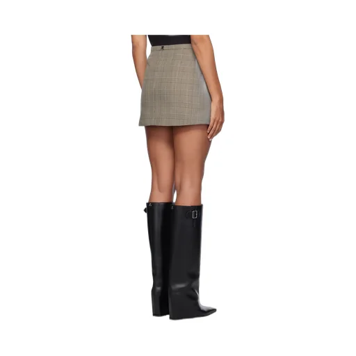 Mid-Rise A-Line Checked Mini Skirt