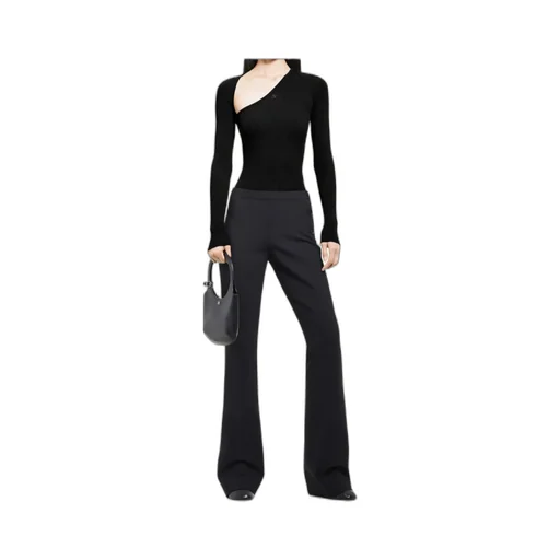 Slash Asymmetric-Neck Ribbed-Knit Top