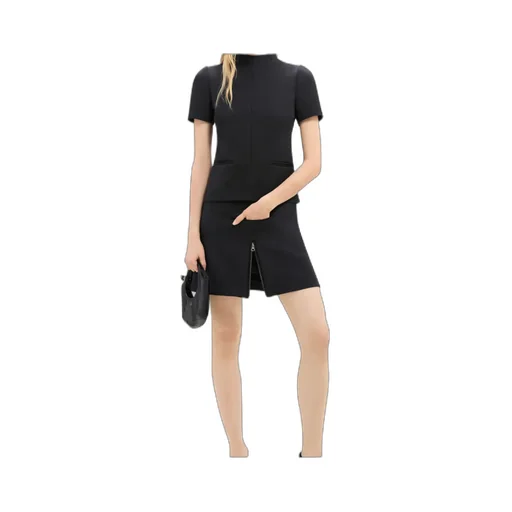 Mid-Rise Zip-Detailed Twill Mini Skirt