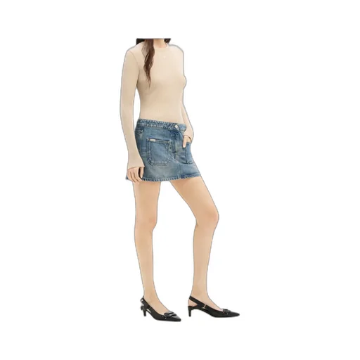 Logo-Embroidered Denim Mini Skirt