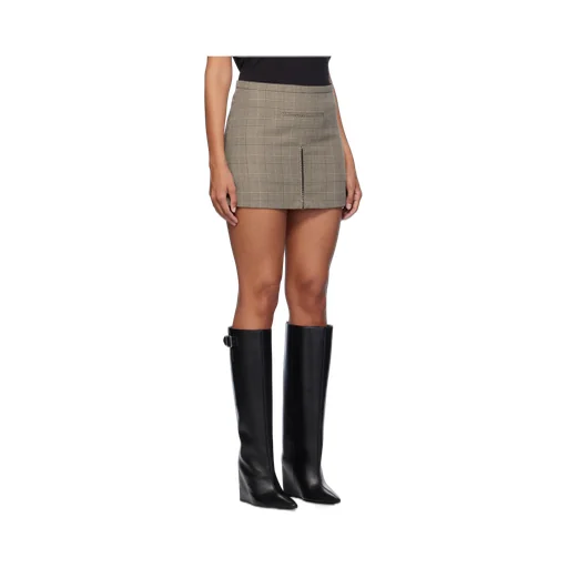 Mid-Rise A-Line Checked Mini Skirt