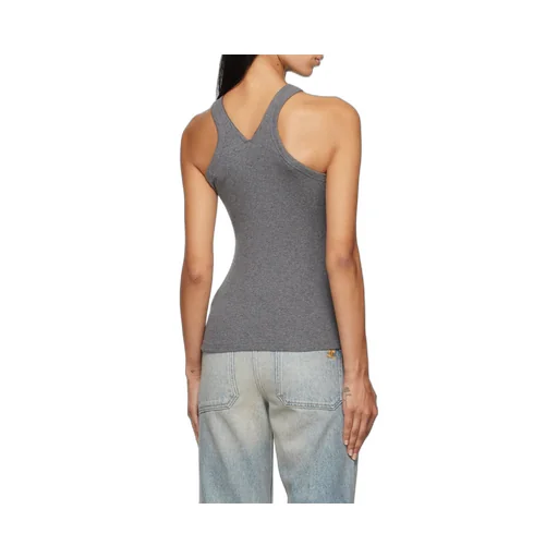 Zipped Ribbed Sleeveless Tank Top