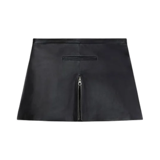 Zip-Detail Leather Miniskirt