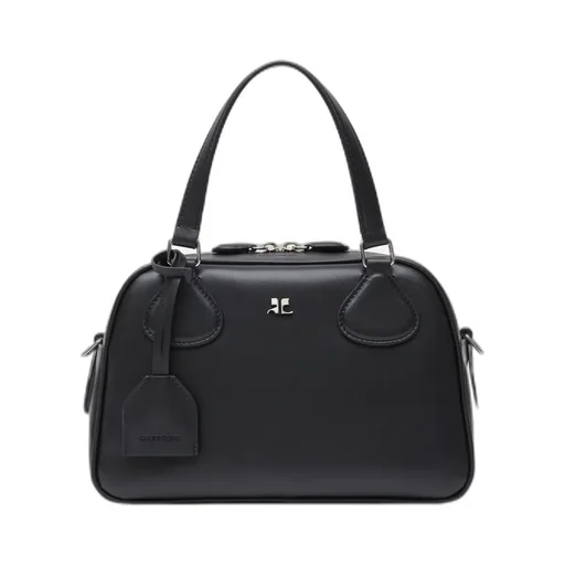 Logo Plaque Leather Bowling Bag