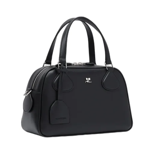 Logo Plaque Leather Bowling Bag