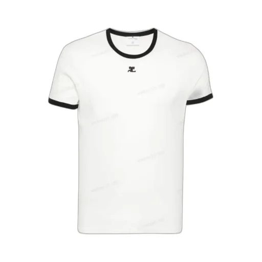Contrast Crewneck Straight Hem T-Shirt