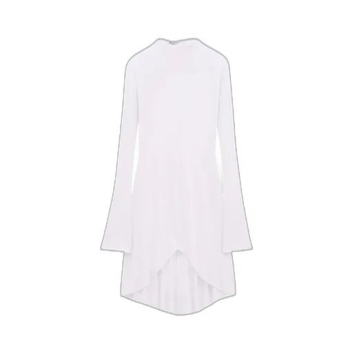 High-Neck Long-Sleeve Midi Dress