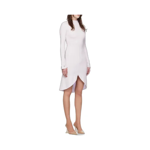 High-Neck Long-Sleeve Midi Dress