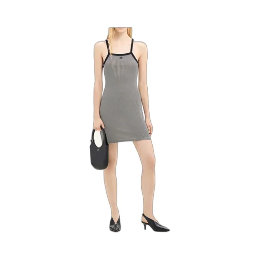 Houndstooth-Pattern Straight Hem Mini Dress