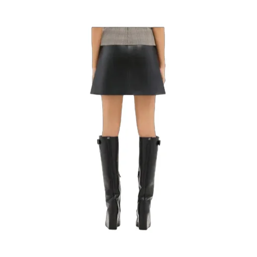 Zip-Detail Leather Miniskirt