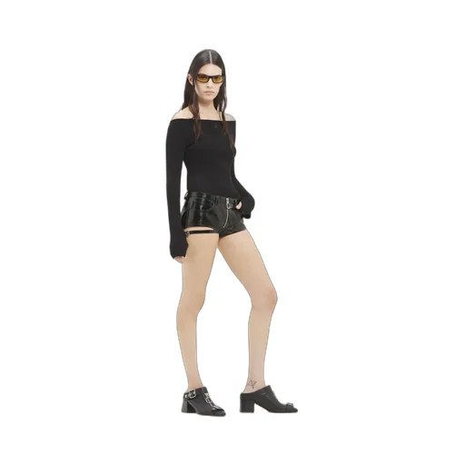 Cut-Out Zip-Up Mini Shorts