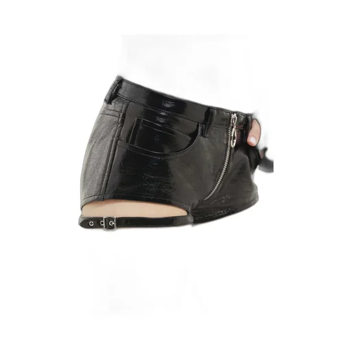 Cut-Out Zip-Up Mini Shorts
