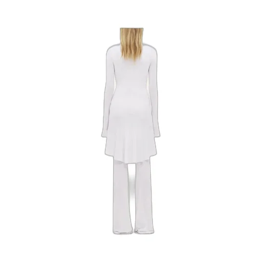 High-Neck Long-Sleeve Midi Dress