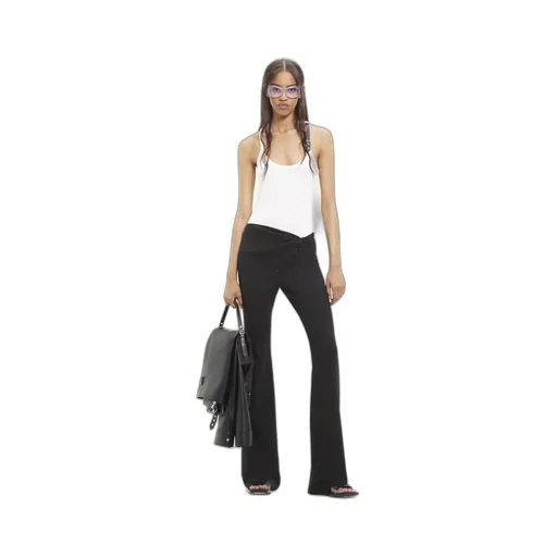 Twist-Front Bootcut Wool Trousers