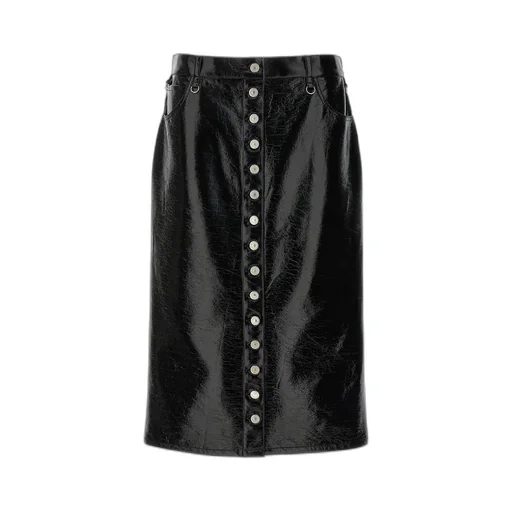Button-Up Vinyl Skirt
