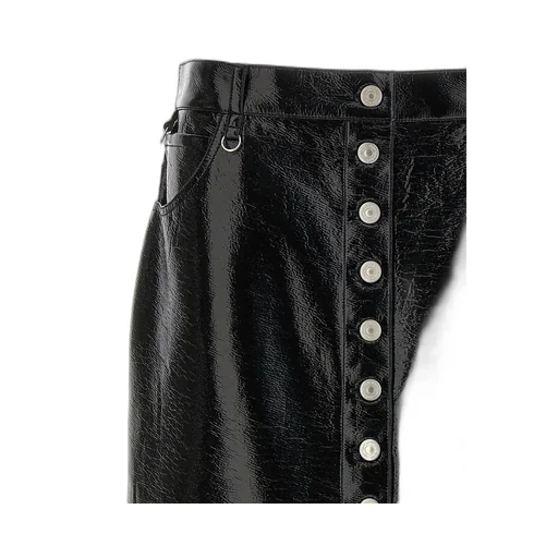 Button-Up Vinyl Skirt