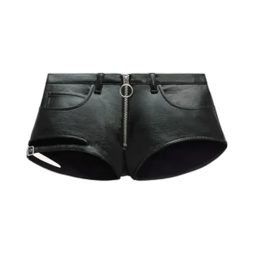 Cut-Out Zip-Up Mini Shorts