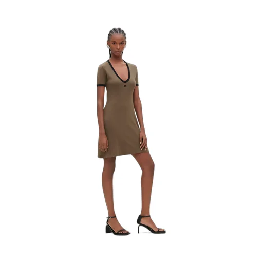 Contrast V-Neck Mini Dress