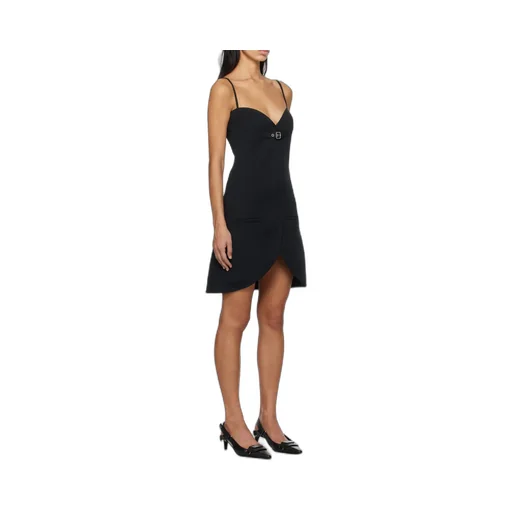 Ellipse Buckle-Strap Twill Dress