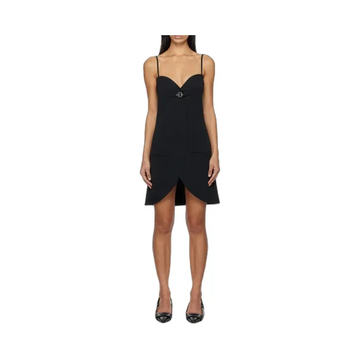 Ellipse Buckle-Strap Twill Dress