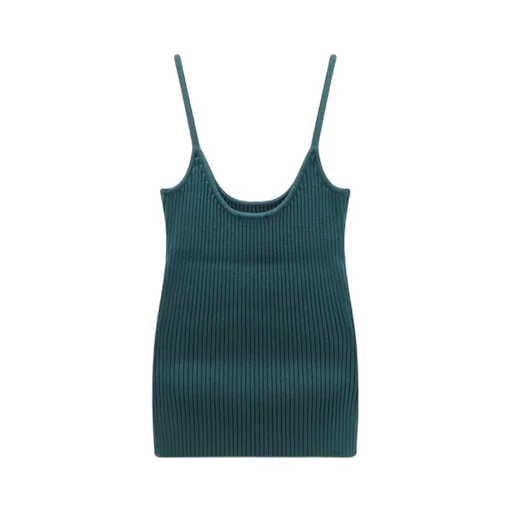 Logo Embroidered Ribbed Sleeveless Top