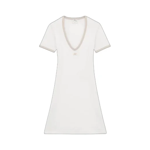 Contrast V-Neck Mini Dress