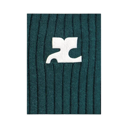 Logo Embroidered Ribbed Sleeveless Top