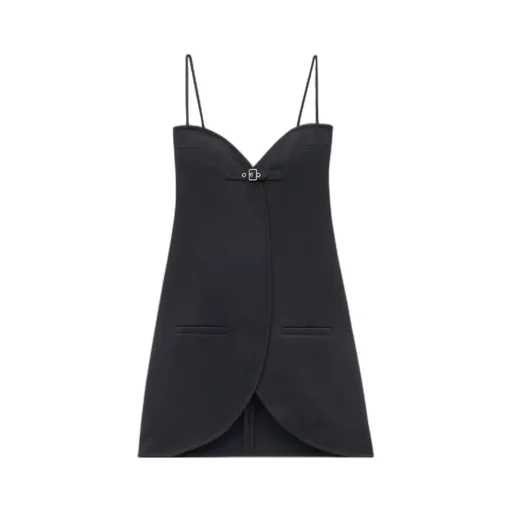 Ellipse Buckle-Strap Twill Dress