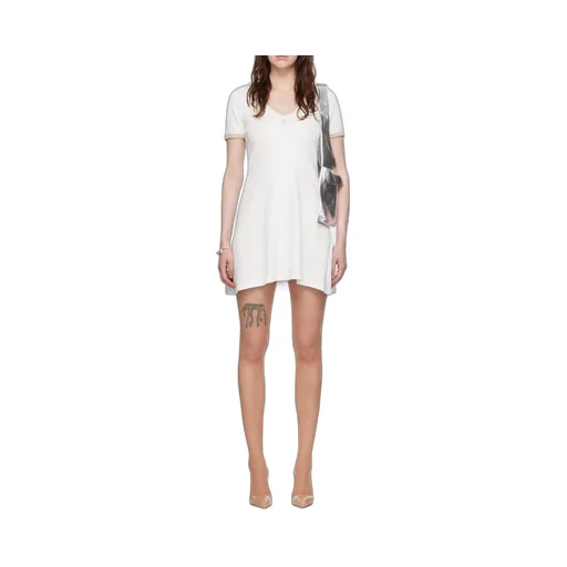 Contrast V-Neck Mini Dress