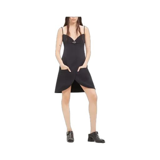Ellipse Buckle-Strap Twill Dress