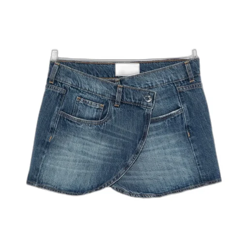 Wrap-Design Denim Skirt
