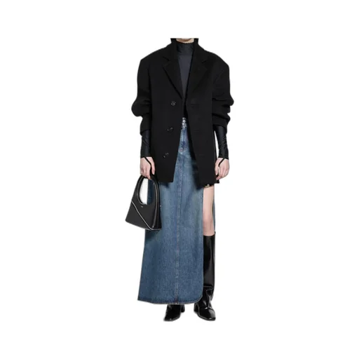 Collarless Long-Sleeve Coat