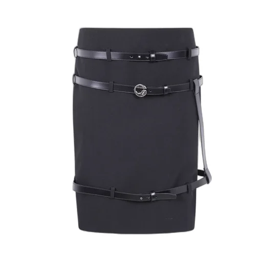 Logo Plaque Belted Skirt