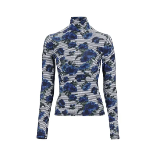 Floral-Print High-Neck Top
