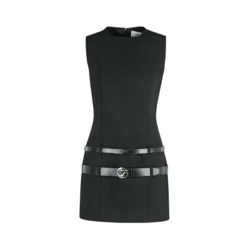 Double-Belt Shift Mini Dress
